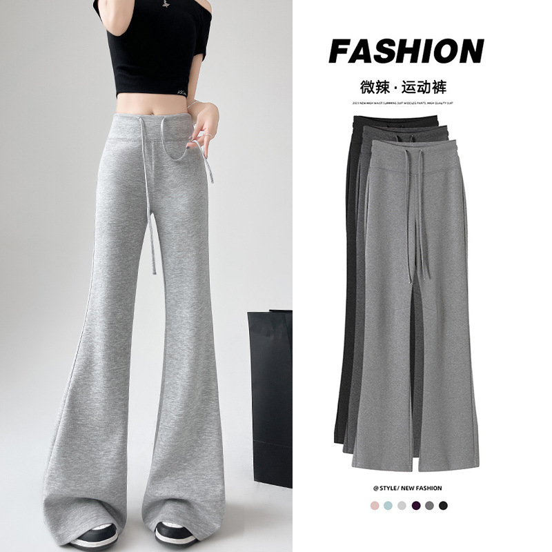 Boot-Cut Pants for Women, Summer Thin, Lazy Style, Ice Silk Wide-Leg Pants, Casual Sports Pants, Yoga Pants, Spring and Summer High-Waisted Flared Pants Boot-Cut Pants for Women, Summer Thin, Lazy Style, Ice Silk Wide-Leg Pants, Casual Sports Pants, Yoga Pants, Spring and Summer High-Waisted Flared Pants