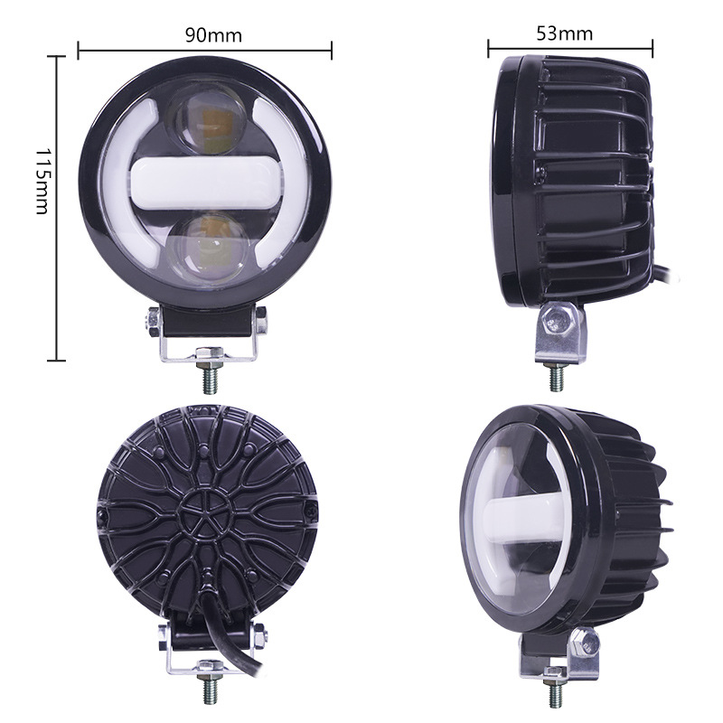 3.5 Inch redondeado faro de trabajo ángel ojo faro de motocicleta auxiliar de automóvil fuera de carretera LED luz delantera superbrillante