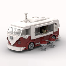 MOC-99470创意积木汽车大众 T1 食物餐车面包车 兼容乐高玩具模型