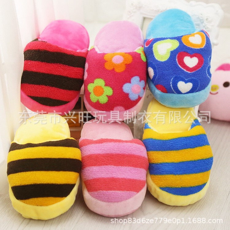 Cross-border new dog pet plush sound slippers toy molar interactive pet toy cat dog toy