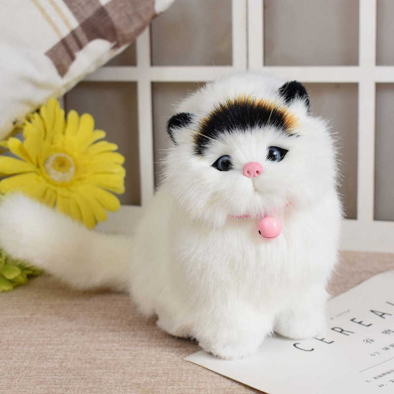 La cola puede llamar activa simulación de gato muñeca juguete de peluche simulación de gato modelo de animales adornos regalos de gato