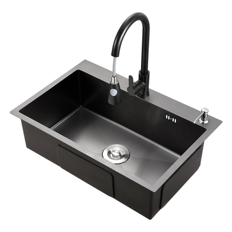 Nano negro fregadero sola ranura gran mesa bajo el mostrador Cuenca de la cocina del hogar 304 de acero inoxidable fregadero del fregadero