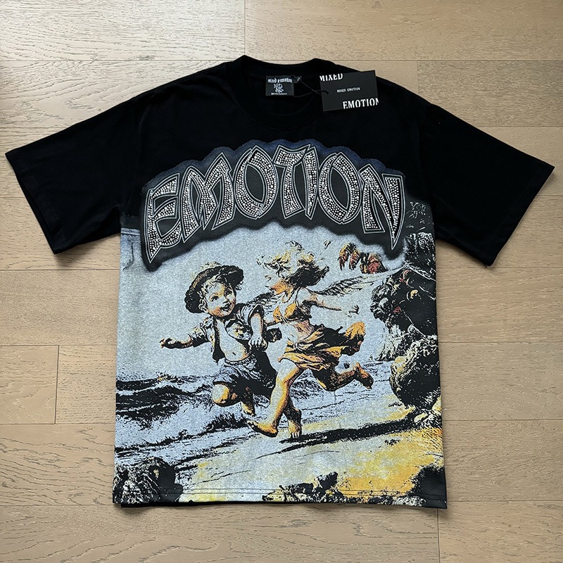 2026 nueva marca de tendencia de comercio exterior transfronterizo MIXEDMOTION camiseta de algodón de manga larga lavado con agua hace viejas calles sueltas