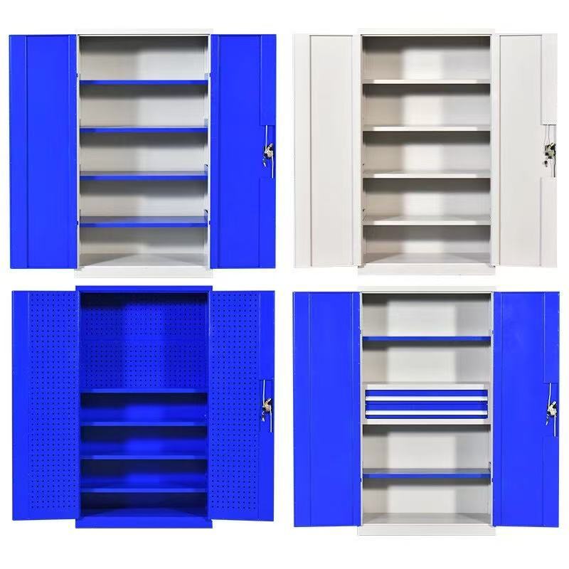 Gabinete de almacenamiento de herramientas pesadas de grado industrial de hardware grueso, gabinete de almacenamiento de almacenamiento móvil con placa colgante dividida de fábrica