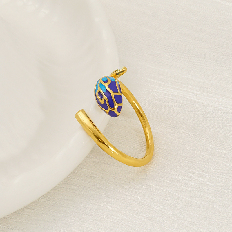 Anillo de hoja de capullo de flor de epoxi europeo y americano, temperamento de moda de Mori, anillo de apertura de tamaño libre ajustable, anillo de dedo de acero inoxidable para mujer