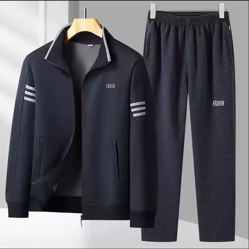 Middle-Aged and Elderly Sports Suits Men's Spring & Fall Loose Stand-Up Collar Two-Piece Set Dad Autumn Casual Running Sportswear Middle-Aged and Elderly Sports Suits Men's Spring & Fall Loose Stand-Up Collar Two-Piece Set Dad Autumn Casual Running Sportswear