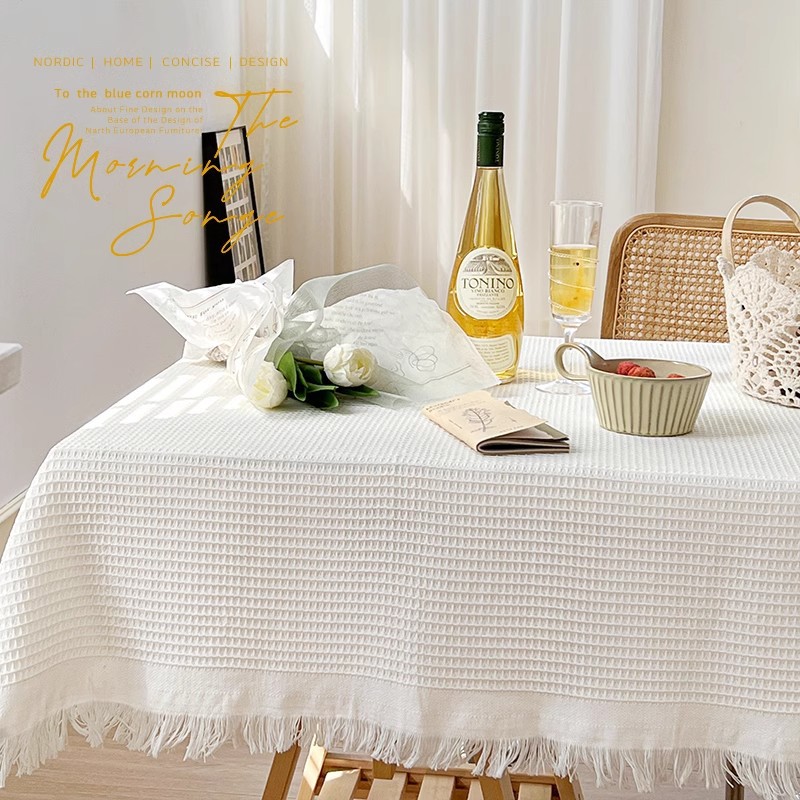 Tela de mesa francesa de aire crema de algodón, lino, red red red roja de fondo foto de mesa redonda tela decorativa toalla de mesa de té toalla de mesa de comedor