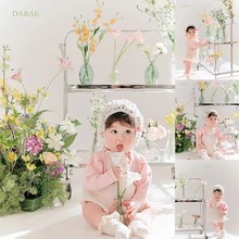 春天主题周岁照摄影道具衣服影楼儿童摄影宝宝百天照摄影婴儿裙子