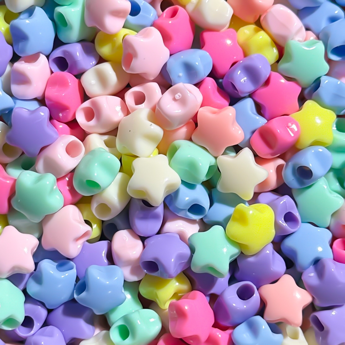 Acrylic Candy Color Macaron Fat Five-Pointed Star Beads DIY Mobile Phone Chain Spacer Beads Headband Beads Headdress Accessories