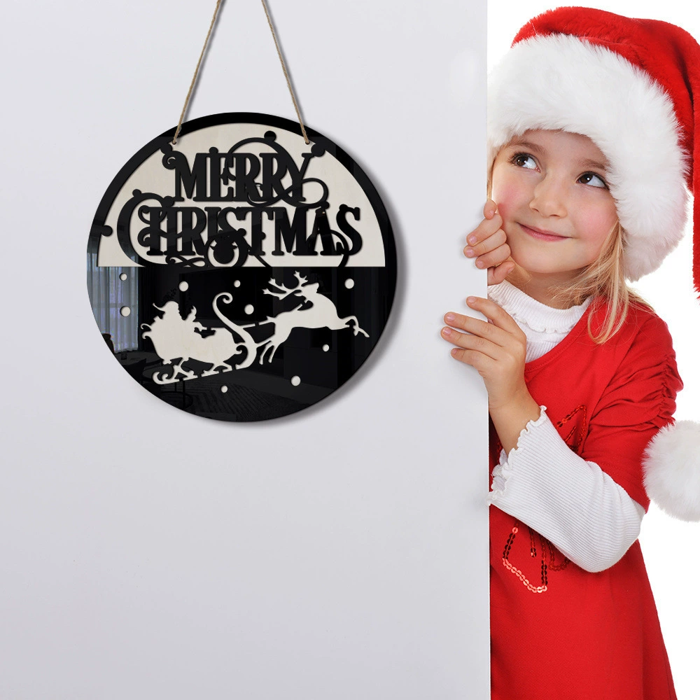 MZ072 Переходная Christmas Merry christmas Акрил деревянная двойная чаша Подвеска праздничное украшение