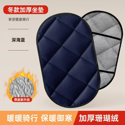 Battery Car Seat Cushion Four-Season Universal, Electric car cushion - deep-sea-blue-plus-velvet-cushion