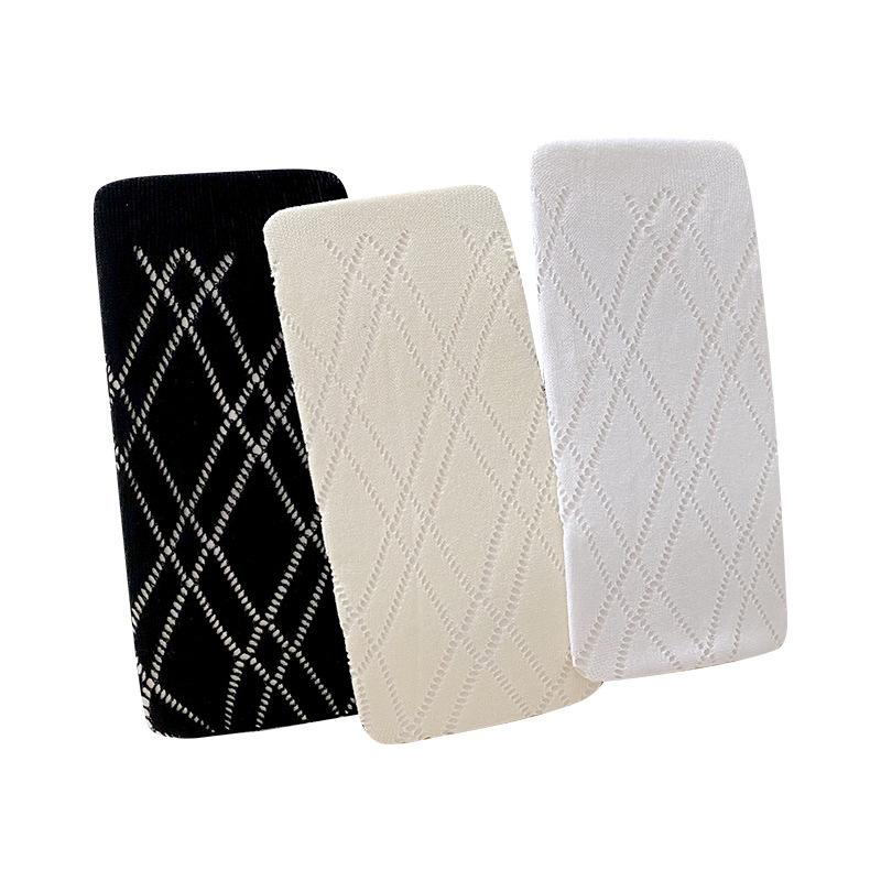 Medias de tela escocesa en forma de diamante blanco pantimedias de seda negra delgada para mujer Lolita pure deseo estilo pantyhose pierna-formando bottoming fishnet calcetines