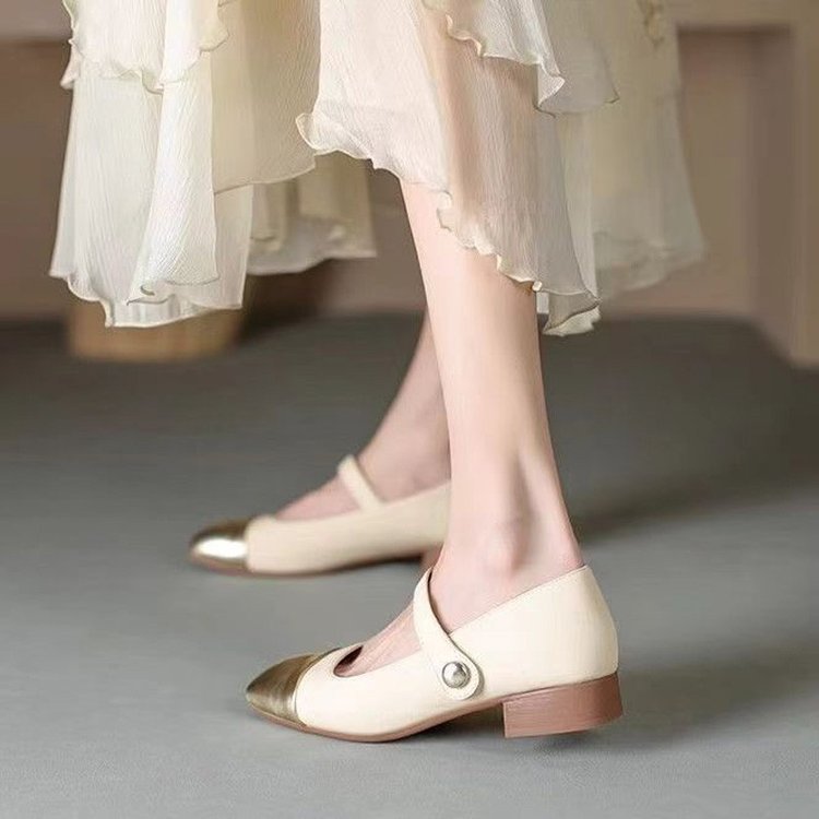 Xiaoxiaoxiang zapatos de viento para mujeres 2026 verano y otoño nuevos zapatos de granja retrógrados de tacón grueso de estilo francés zapatos de tacones altos y bajos poco profundos zapatos de noche
