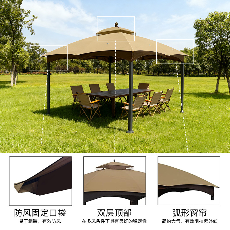 Ventas transfronterizas al aire libre acampado patio pabellón tela 10 * 12FT monocapa 300D tela de poliéster sombrilla techo