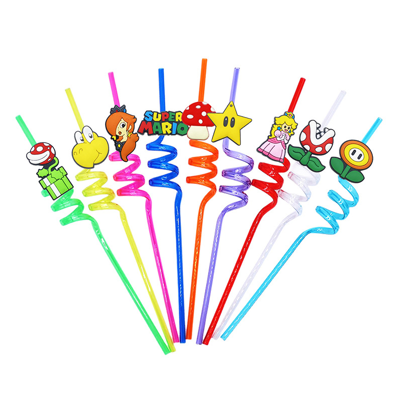 [Mario 42] creativo paja pegatinas bar personalizado paja pegatinas fiesta decoración espiral paja Amazon