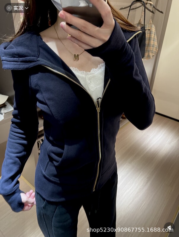 露露金标修身连帽卫衣女抓绒休闲运动外套|undefined