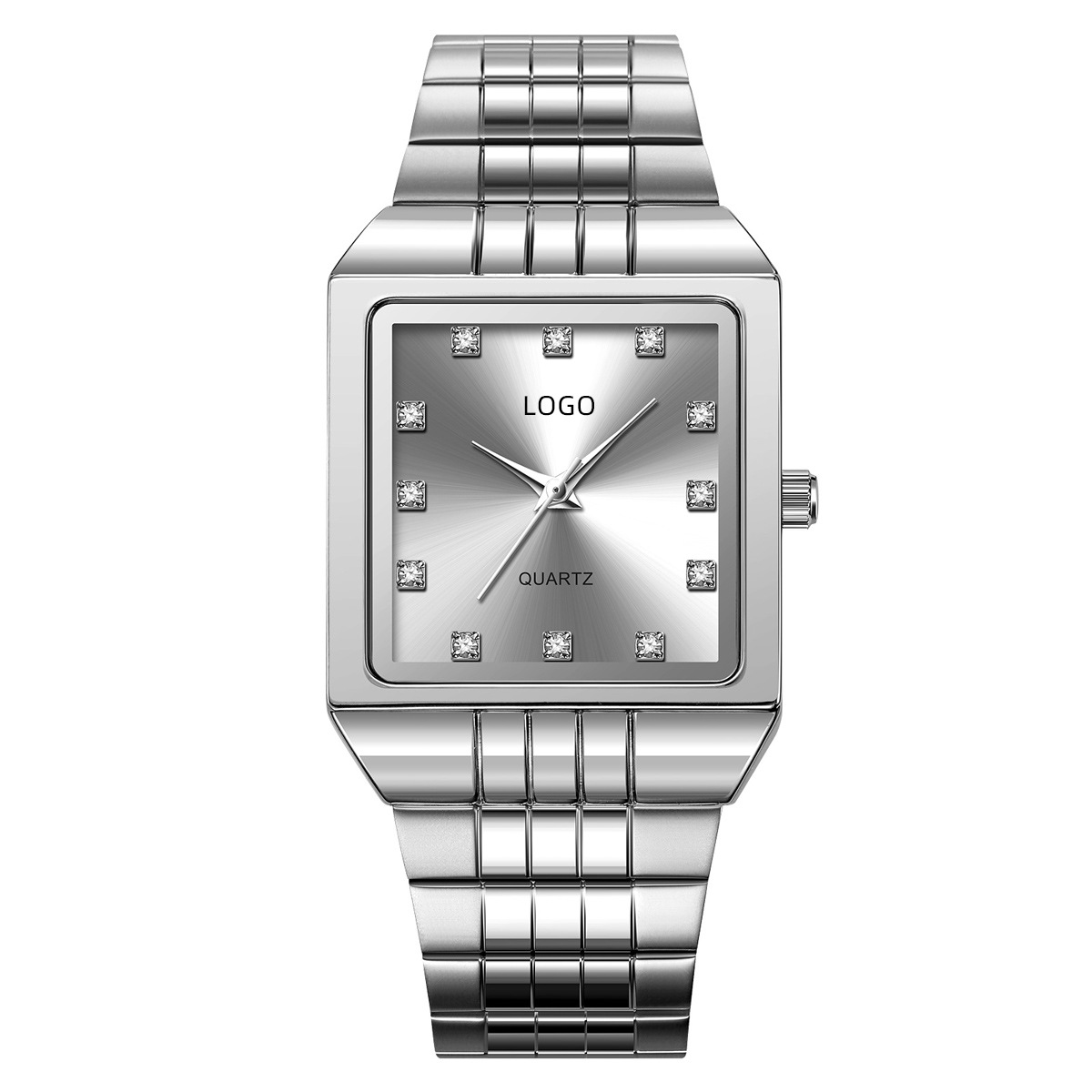 Comercio exterior transfronterizo reloj de hombre cuadrado correa de acero impermeable reloj de cuarzo hombre reloj de pulsera simple fuente fábrica a granel personalizado