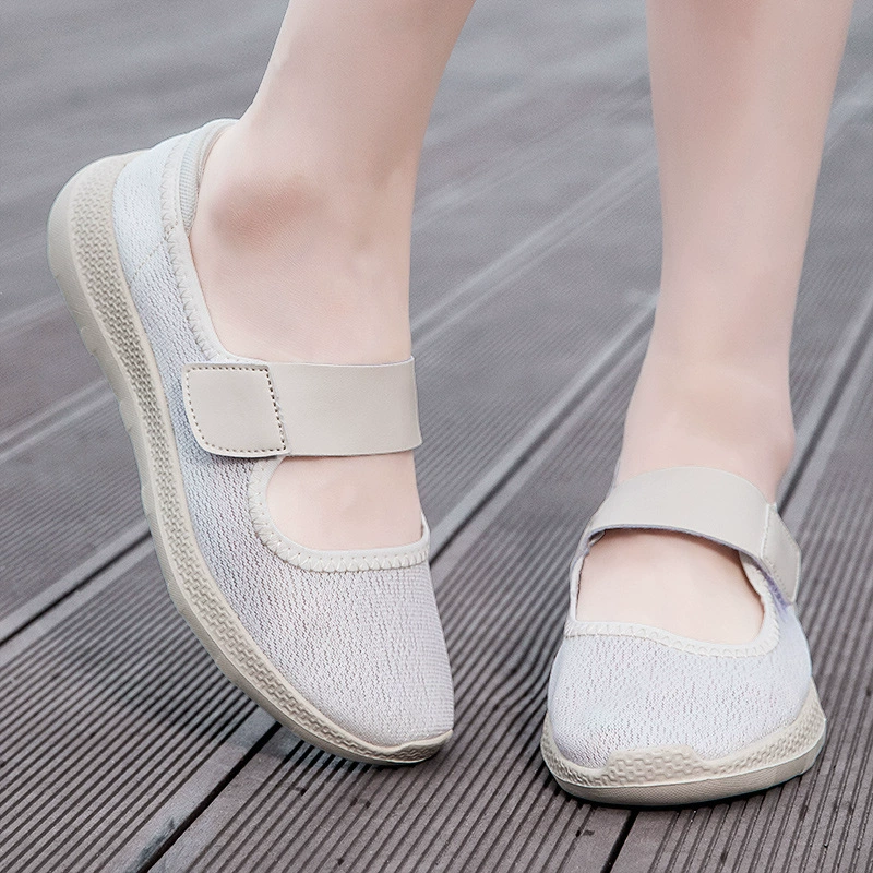 Трансграничная обувь для медсестер большого размера женская маленькая белая рабочая обувь старая пекинская обувь из ткани нескользящая плоская обувь одна педаль женская обувь