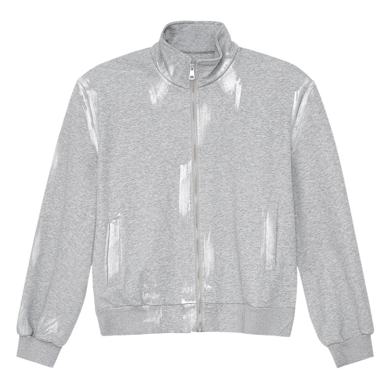 Mtlclothes ropa de Hombre | 2024 primavera nueva pintura superficie pequeña cremallera del collar soporte suéter casual marea traje deportivo