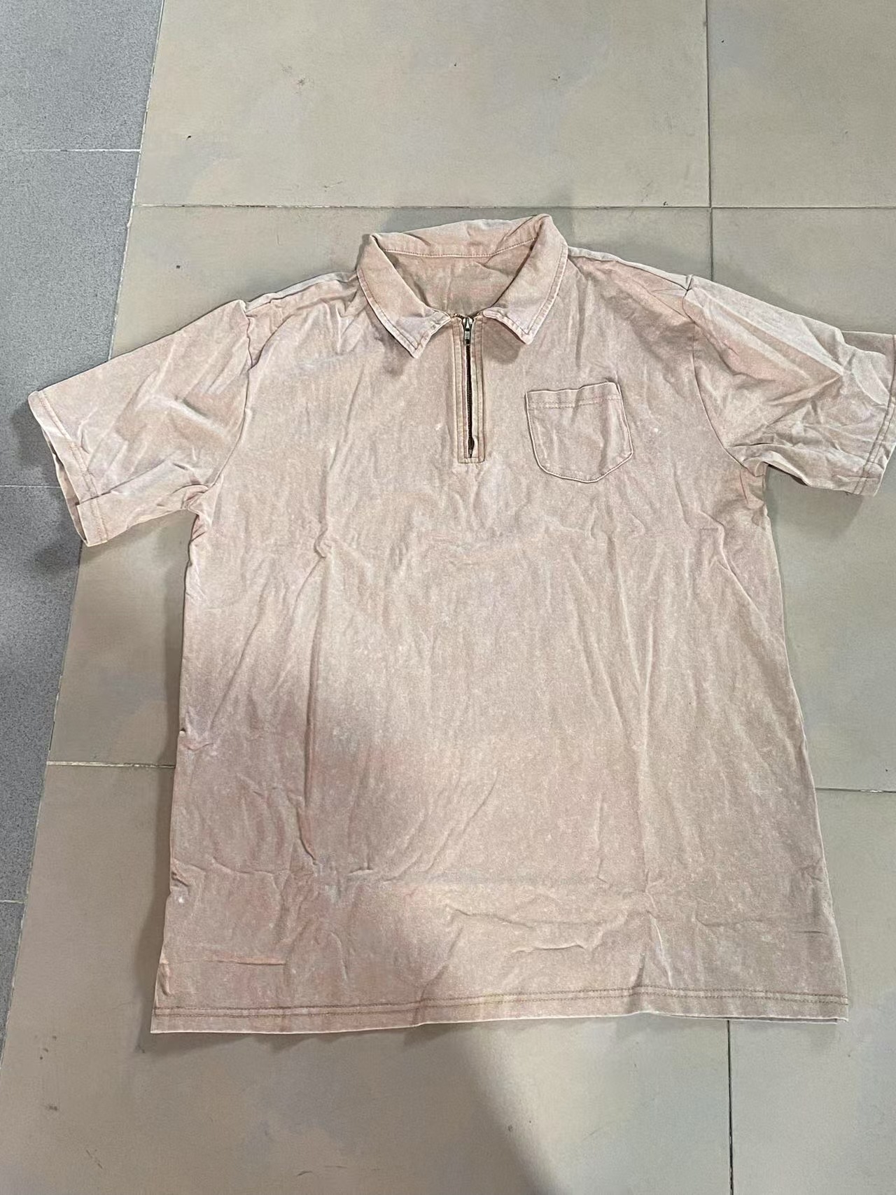 Men's Cotton Short Sleeve Polo Shirt - Classic Button-Down Collar Casual Top For Summer Vintage-Inspired Washed Finish_viptrois.com