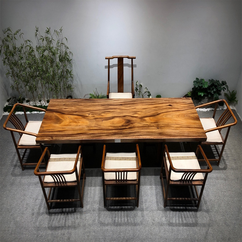 Большой стол из массива южноамериканского ореха, домашний обеденный стол, чайный стол, офисный конференц-стол, цельная доска, оригинальная зернистая бревенчатая доска