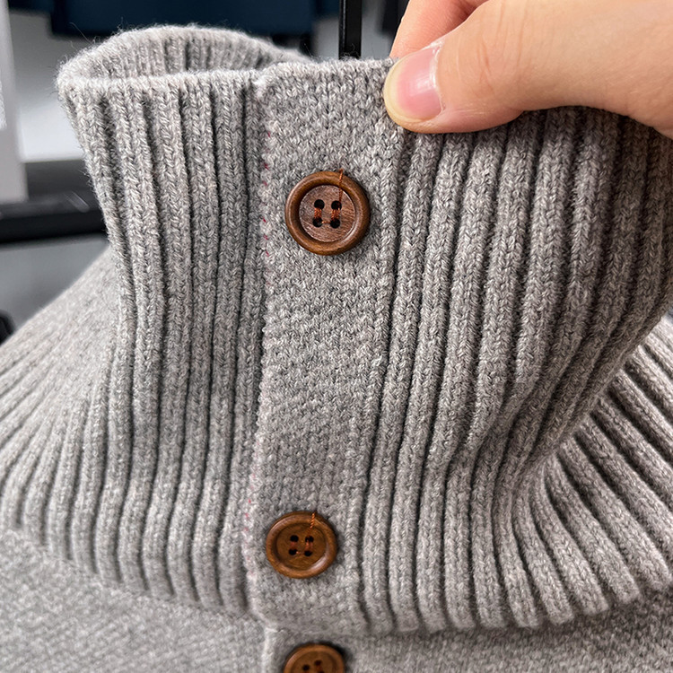 Otoño y invierno nuevo estilo europeo y americano con solapa Cardigan hombre chaqueta de manga larga moda casual suéter de hombre camisa de punto