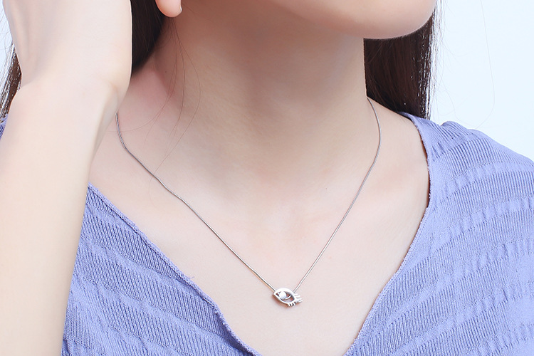 fashion golden eye titanium steel clavicle chain earrings set wholesale Nihaojewelry