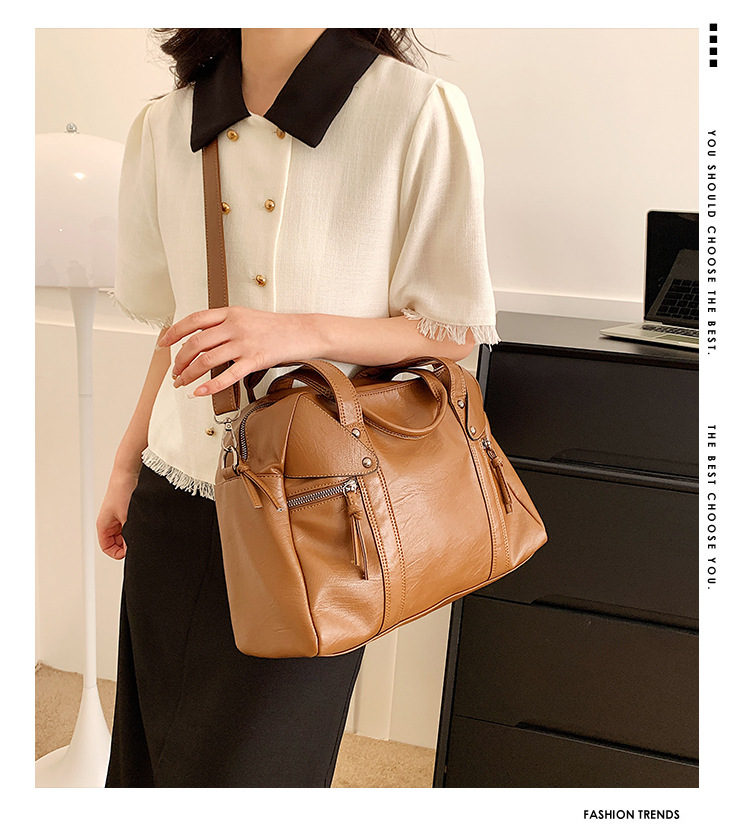 European and American cross-border fashion women's bag 2024 Spring new women's handbag, single-shoulder crossbody bag, simple tote bag Specification drawing