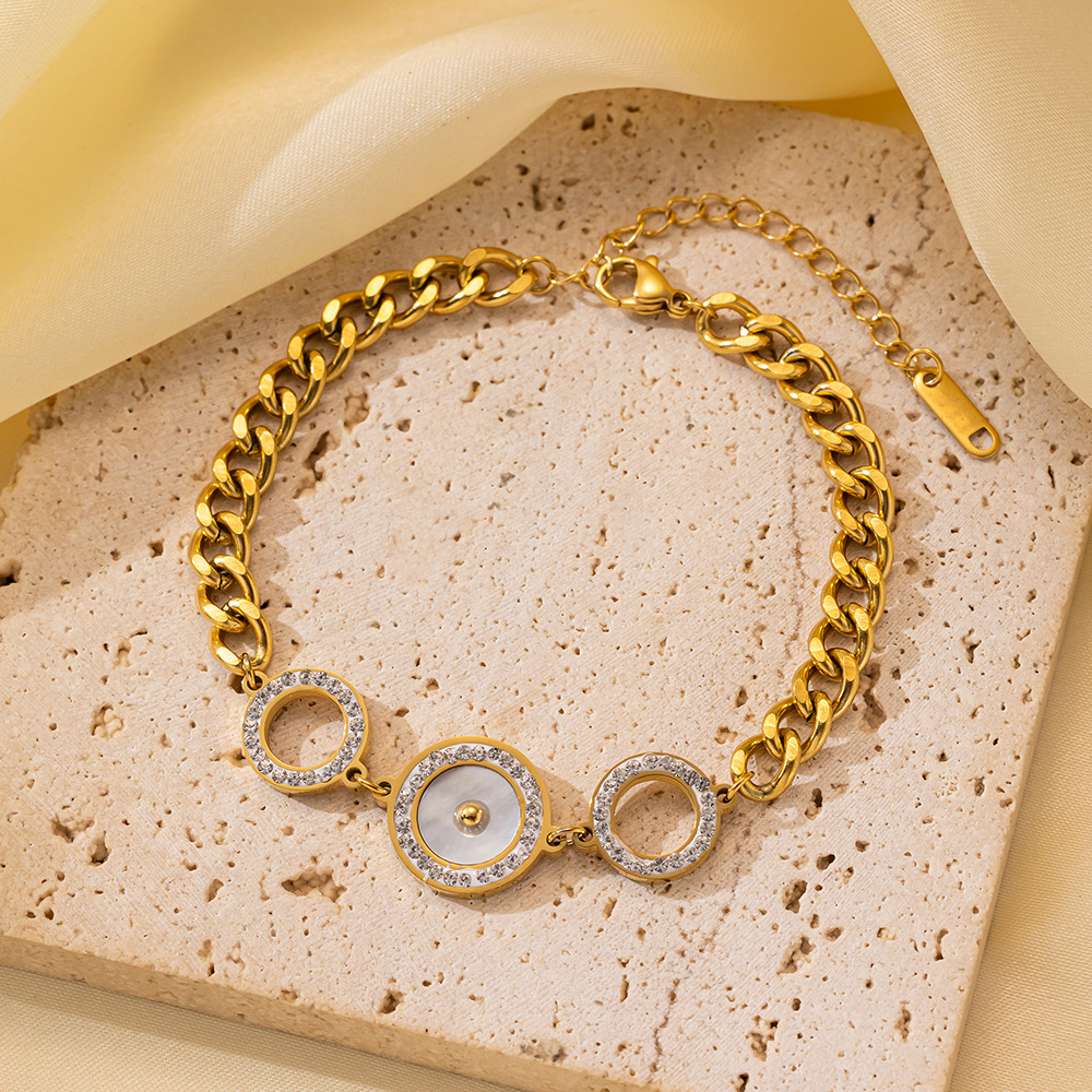 25g Weight 0.03µm-0.05µm Gold Plating Thickness PVD Coated Gold Plating Process 18K Real Gold Plated Plating Material 304 Stainless Steel Pendant Material Zircon Inlay Material Bracelets Classification 304 Stainless Steel Chain Material Cuban Link Chain Curb Chain, box chain, Twisted Rope Chain, snake chain, figaro chain Chain Type 1 Piece Quantity Daily Occasion 304 Stainless Steel Material Eye, Flower, Butterfly Pattern Women's Gender Casual, Simple Style Style Enamel, Inlay Craft Casual Simple Style Eye Flower Butterfly Titanium Steel Zircon Bracelets In Bulk 29