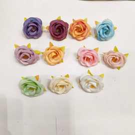 仿真花卷边茶玫婚宴餐厅婚礼胸花头饰拍摄道具DIY假花材料饰品