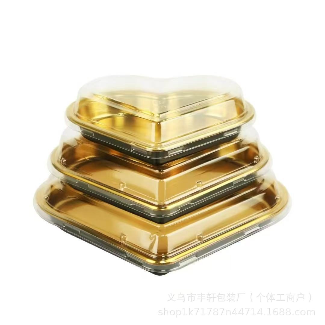 Caja de embalaje transparente de plástico PET con cubierta de oro desechable caja de embalaje de sushi salmón sashimi plato de fruta