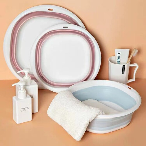 Portable Silicone Foldable Face Basin Dish Basin Dormitory Foot Basin Foot Basin Multi-purpose Foldable Basin