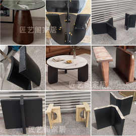 实木茶几支架法式轻奢圆形小茶几脚架边几角几松木桌腿