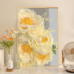 奶油風客廳裝飾畫ins桌面擺畫牡丹花落地畫沙發背景壁畫玄關掛畫