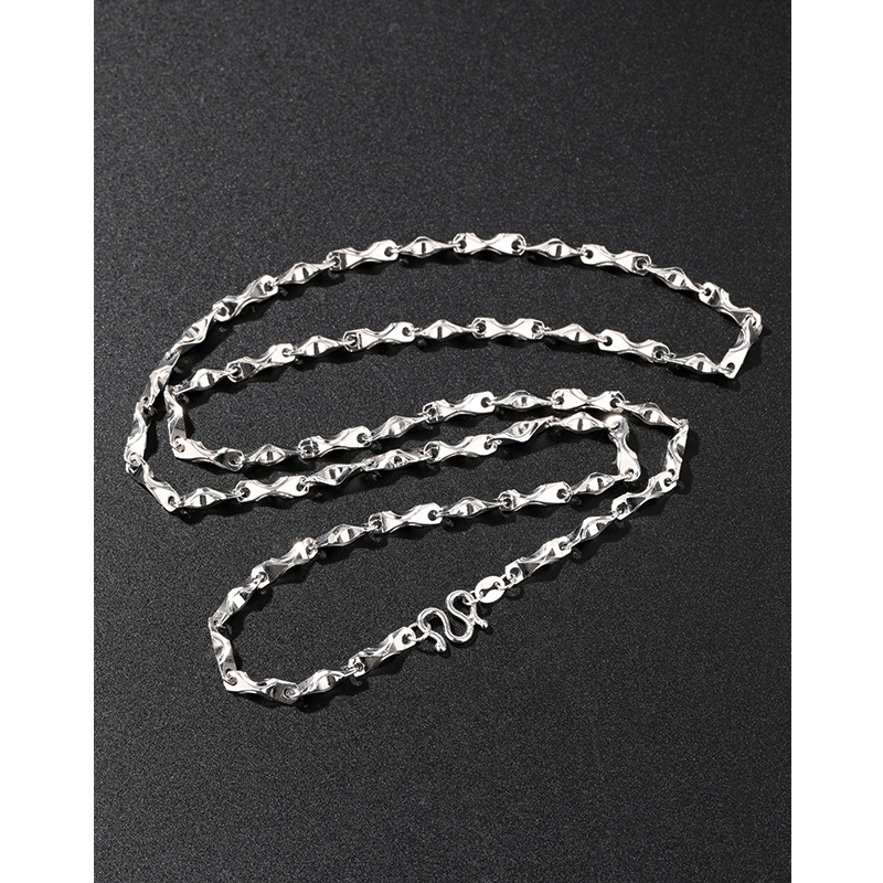 925 plata esterlina 3mm yuan collar de cadena de oro hombre sólido cadena de plata cadena de clavícula de hombre hip hop para enviar marido novio