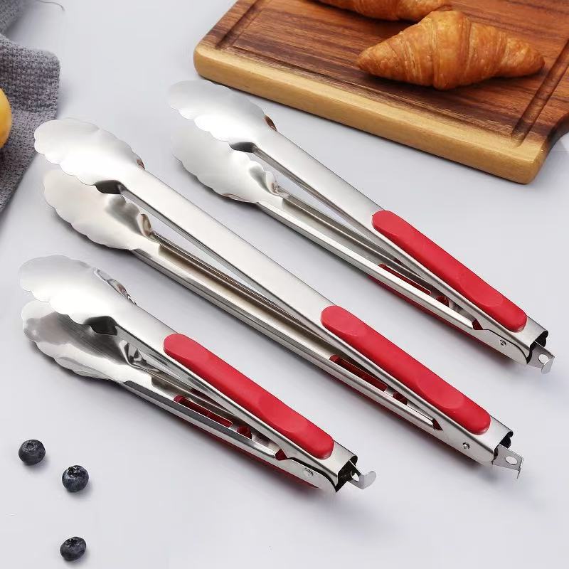 Stainless Steel Buffet Bread Bun Tongs Kitchen Deli Barbecue Tongs Food Tongs Household Grilled Fish Tongs