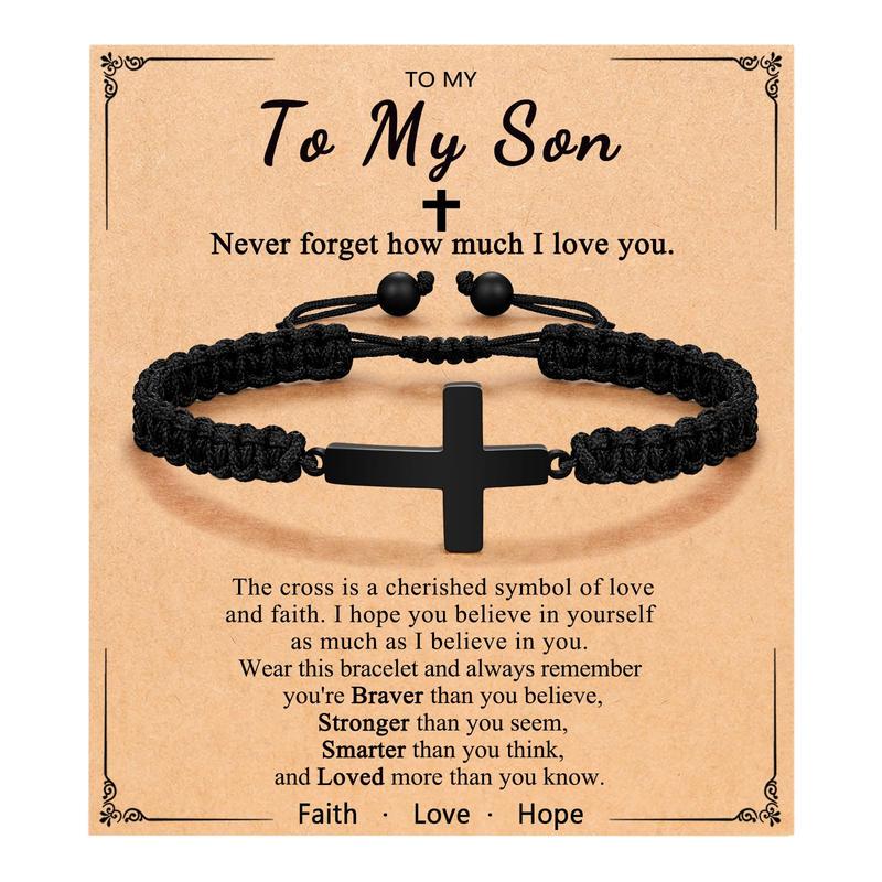European and American Cross-Border Woven Cross Bracelets, Adjustable Gift Holiday Card Bracelets, Men's and Women's Cross Woven Bracelets
