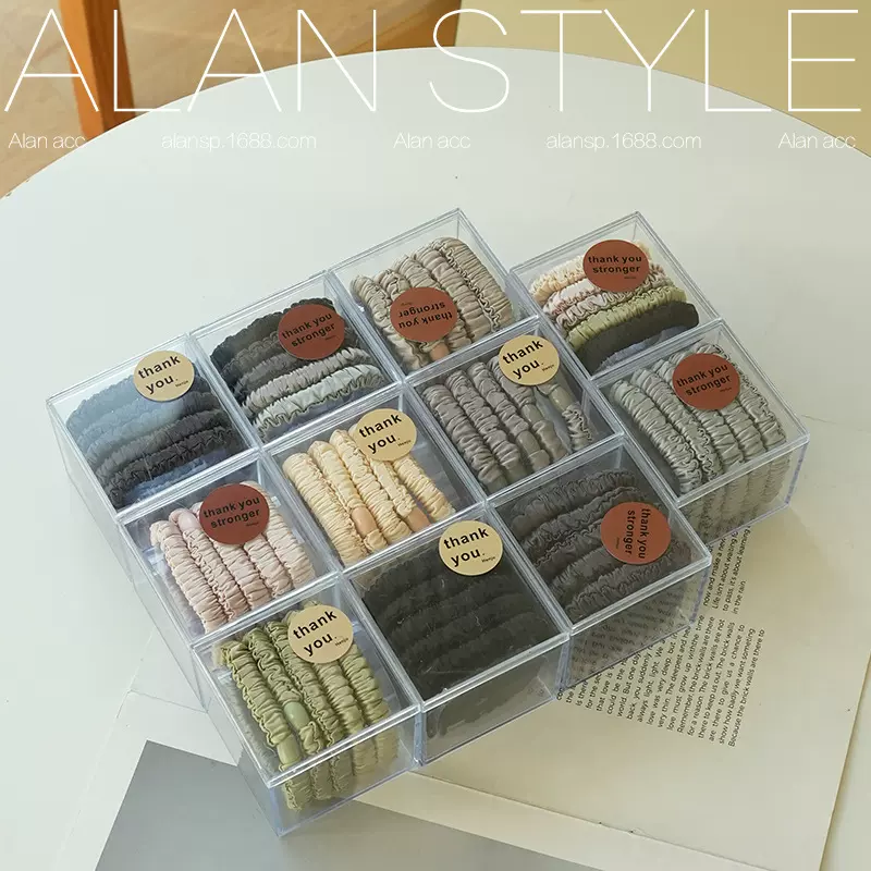 阿斓新款秋冬发圈盒装不伤发高马尾套系发绳扎头绳耐用高弹力皮筋