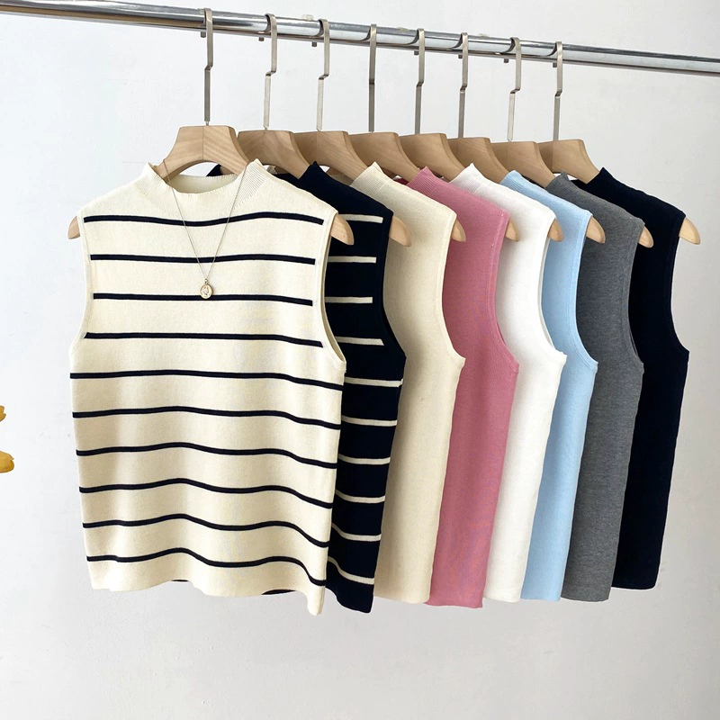 24 раннего осеннего нового корейского издания небольшого среднего воротника без рукавов трикотажный жилет женская мягкая кожа вязаный свитер 2851