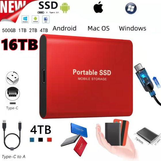 Cross-border foreign trade SSD high-speed solid-state mobile hard disk 16TB 8TB 4TB 2t 1t shipped on the same day