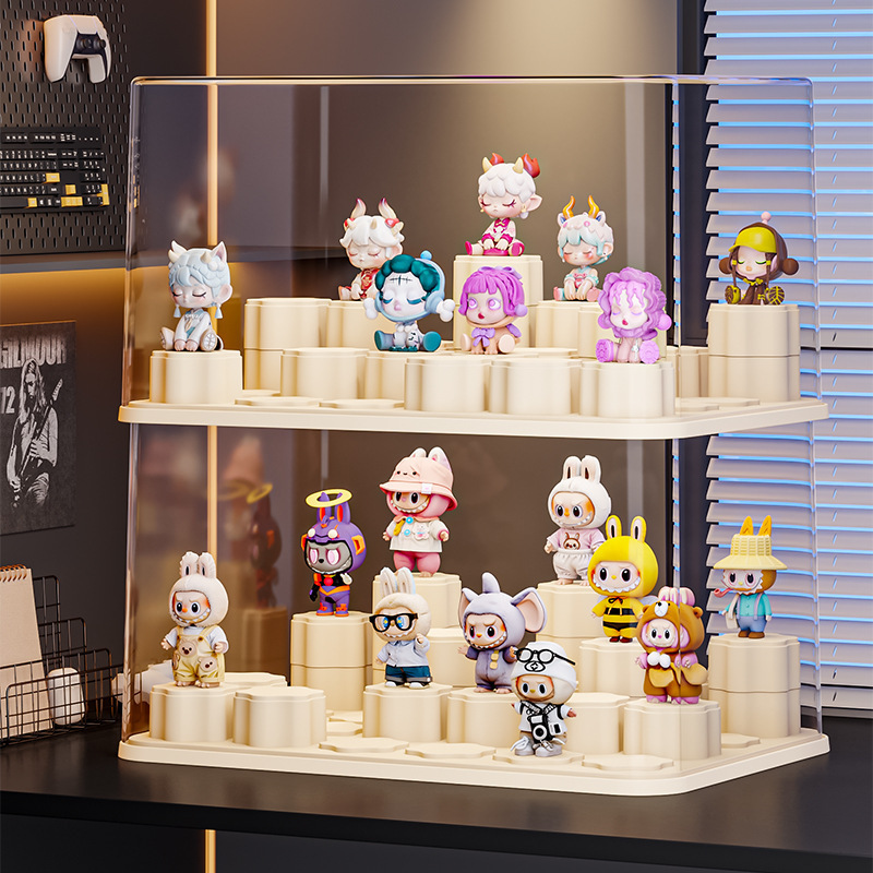 ブラインドボックスディスプレイラック収納透明防塵アクリルフィギュアおもちゃビルディングブロックラブブバブルマートディスプレイボックス|undefined