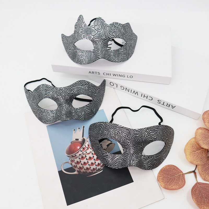 Nuevas parejas transfronterizas fiesta barra media cara máscara de PVC hermosa flor tallada venecia máscara de baile mascarado hombre