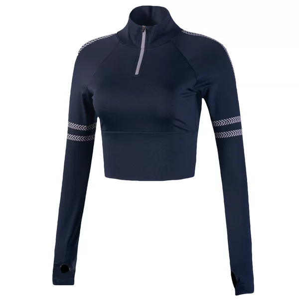 Yoga Top with Chest Mat Tight-fit Slimming Half-zipper Sports T-shirt Short All-match Running Fitness Long-sleeved Women