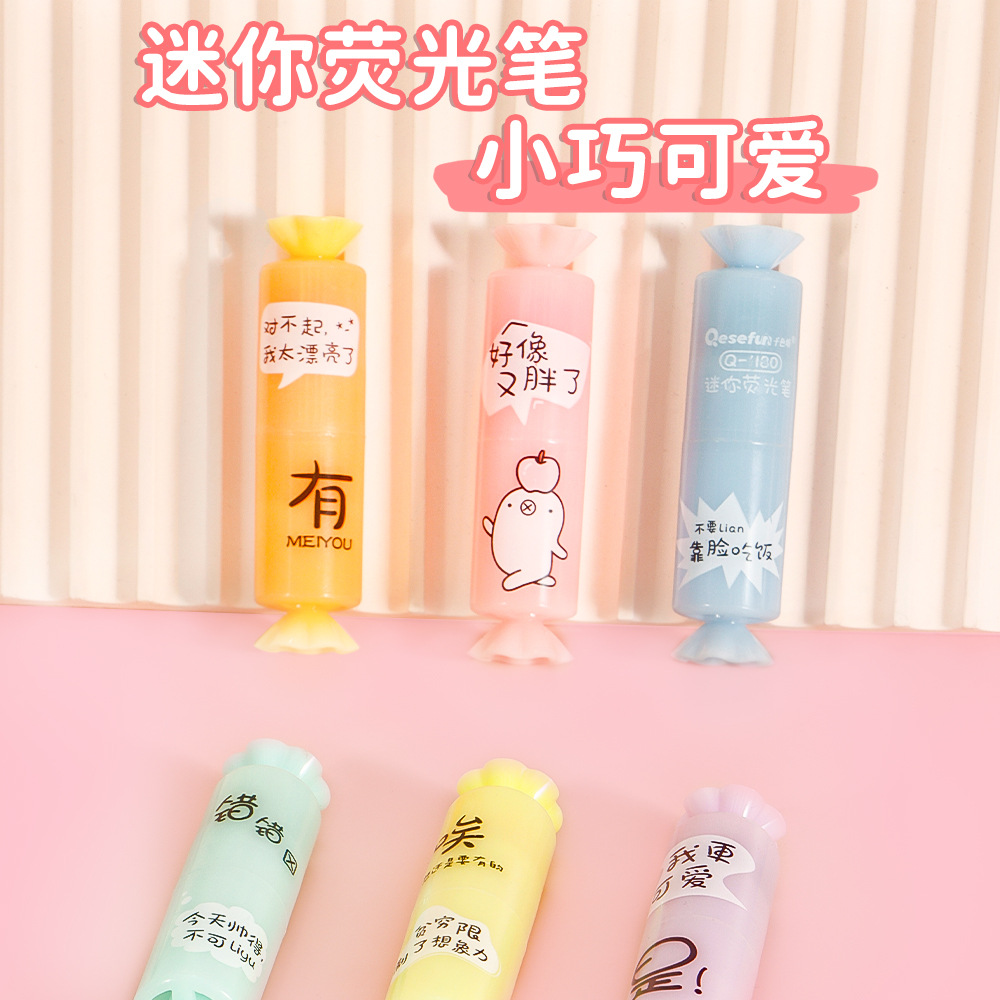 Resaltador Mini Candy Resaltador Pintura de color Bolígrafo clave Bolígrafo Marcación Bolígrafo de graffiti de cuenta manual Bolígrafo de color Juego de 6 colores