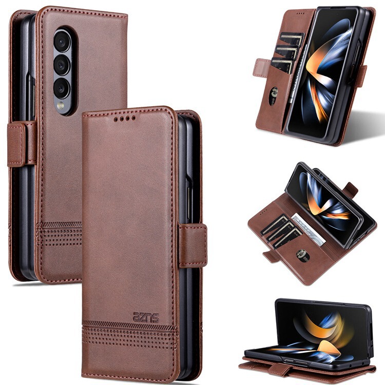 Suitable for Samsung Zfoldable7 Mobile Phone Case Z Fold3 Leather Case Galaxy Retro Fold5 Business Heart Day