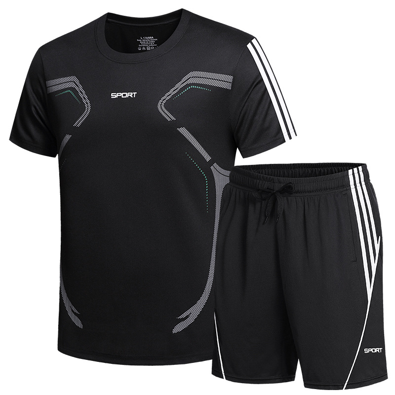 Traje deportivo para hombre 2024 verano nuevo estilo pantalones cortos de manga corta de secado rápido correr fitness traje de ocio fábrica al por mayor