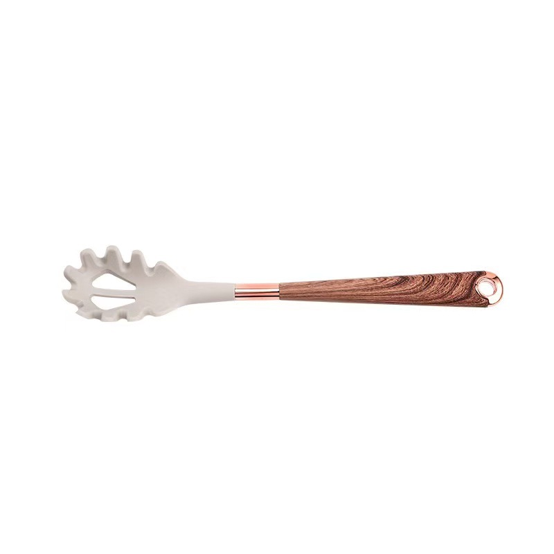 Nuevo conjunto de cocina de silicona transfronteriza 11 piezas de mango de madera chapado en oro no pegajoso de silicona 10 piezas en stock