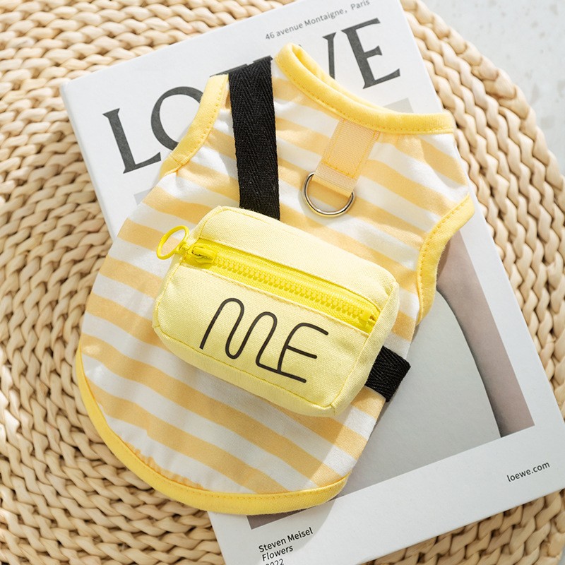 Nueva primavera y verano cachorro lindo pequeño animal mochila chaleco mochila ropa de dos patas gato lindo ropa para mascotas