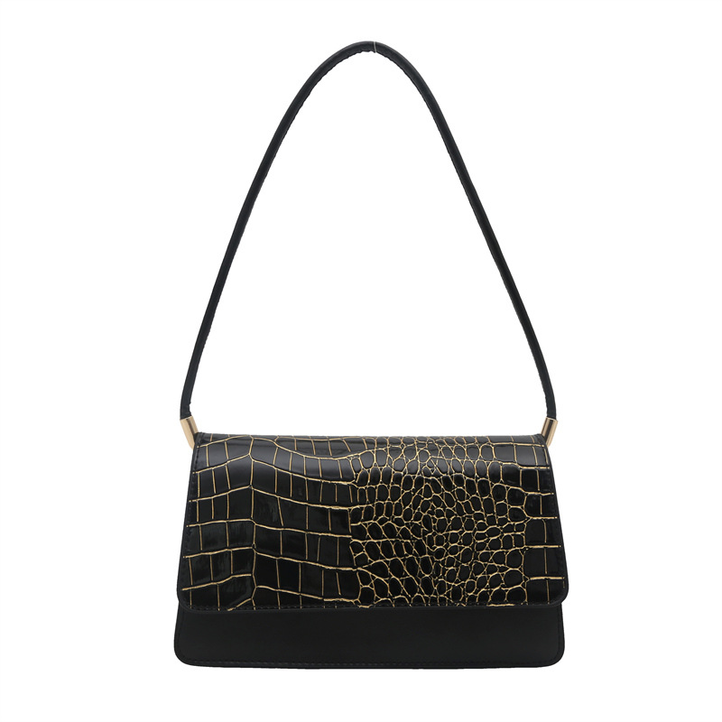 2025 primavera nuevo color sólido temperamento cocodrilo bolso de mano bolso de hombro de moda moda moda elegante bolso de mujer debajo de las axilas