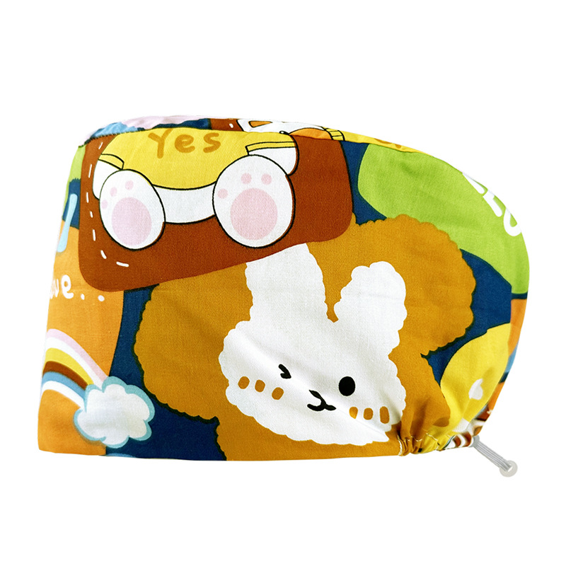 Algodón puro impreso casquillo de la enfermera tapa médica hogar tapa de la cocina aceite de catering a prueba de humo anti-pelo sombrero de trabajo de la enfermera